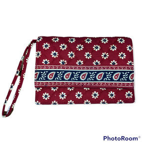 New Vera Bradley Americana Red Floral Paisley Wristlet Wallet
